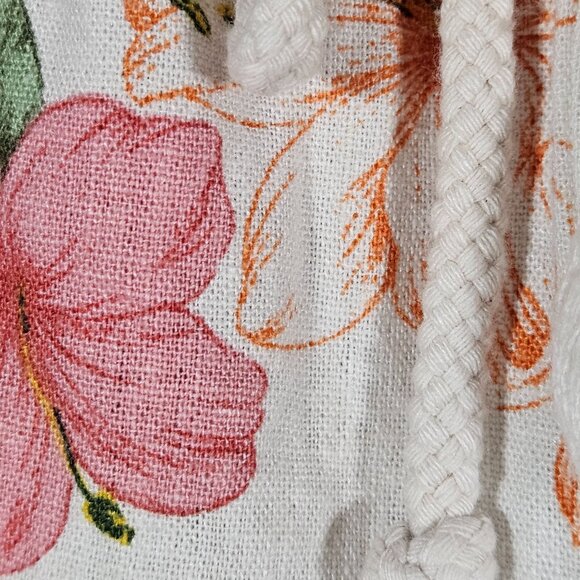 Floral Linen Blend Elastic Waist Shorts With Drawstring & Pockets By Bebop XL - Picture 10 of 14